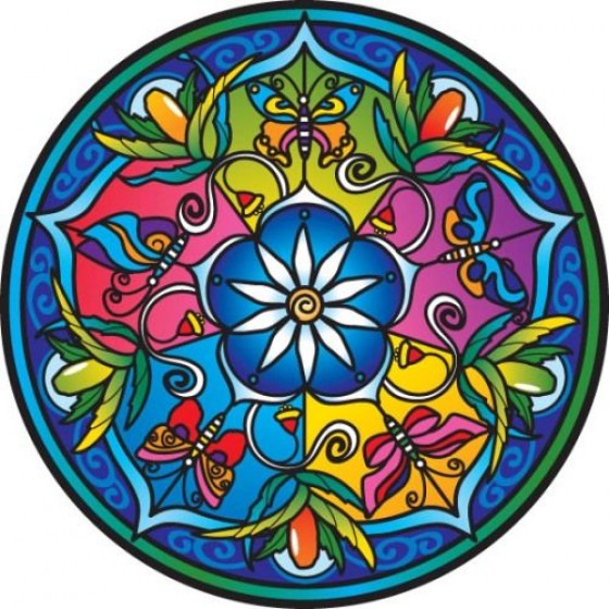 Mandala okenná nalepovacia - Záhrada divokých kvetov