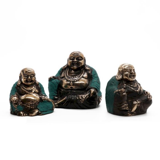 Dekorácia mosadzná - sada 3 budhov