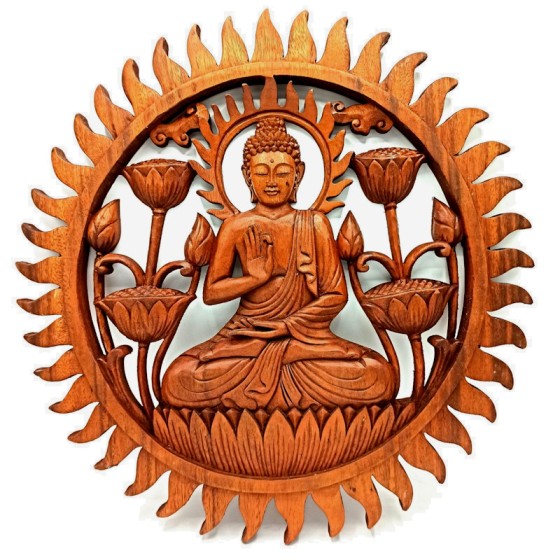 Obraz - vyrezávaný drevený Budha Lotus 40cm