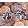Náušnice mosadz - strom života postriebrené
