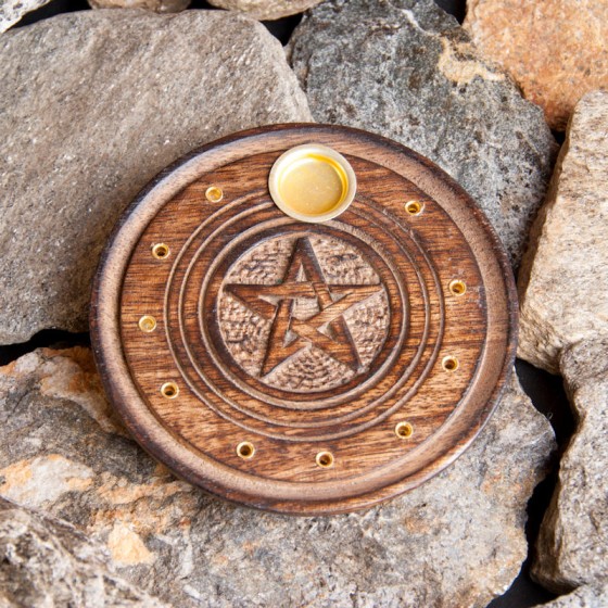 Stojan na tyčinky - drevený tanierový pentagram