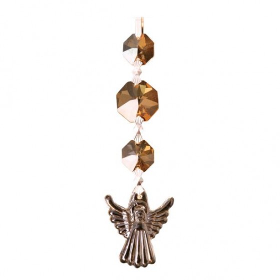 Krištáľový anjelik s oktagónmi - amber