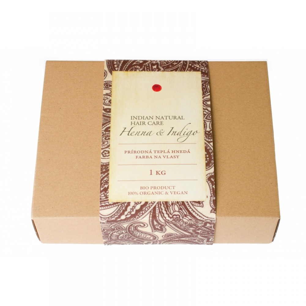 Prírodná farba na vlasy Henna & Indigo teplá hnedá 1kg