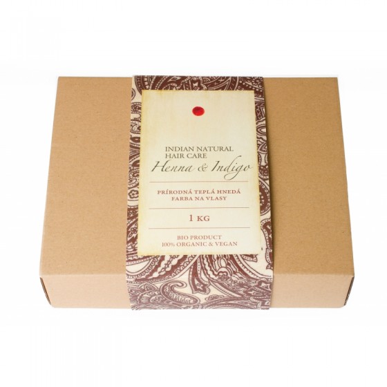 Prírodná farba na vlasy Henna & Indigo teplá hnedá 1kg Prírodná farba na vlasy Henna & Indigo teplá hnedá 1kg