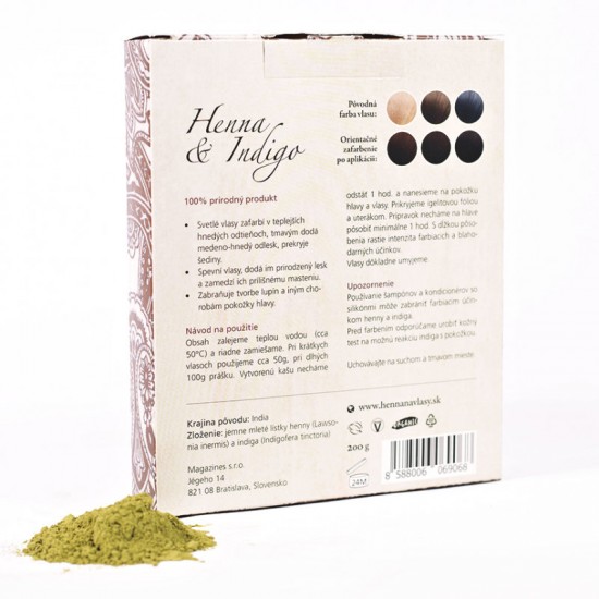 Prírodná farba na vlasy Henna & Indigo teplá hnedá Prírodná farba na vlasy Henna & Indigo teplá hnedá