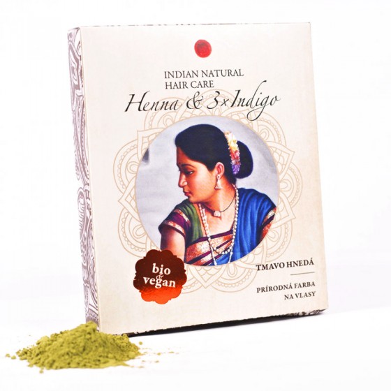 Prírodná farba na vlasy Henna & 3x Indigo tmavá hnedá Prírodná farba na vlasy Henna & 3x Indigo tmavá hnedá