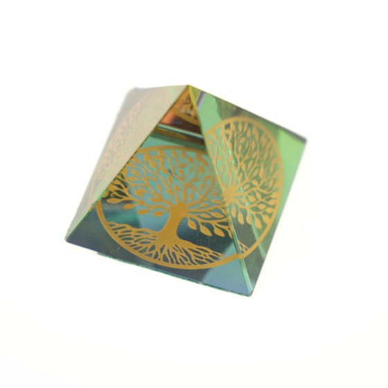 Krištáľová pyramída - strom života 4cm dúhová