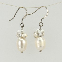 Náušnice perly a sw. komponenty - biele 1