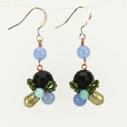 Náušnice perly achát a sw. komponenty