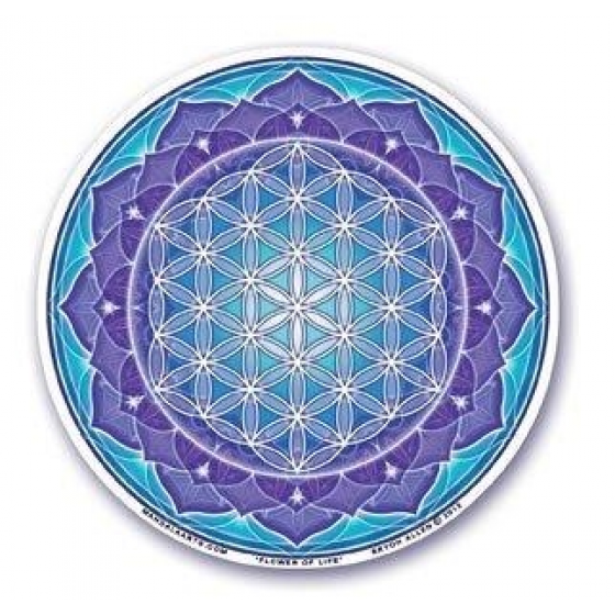 Mandala okenná nalepovacia - Kvet života modrý