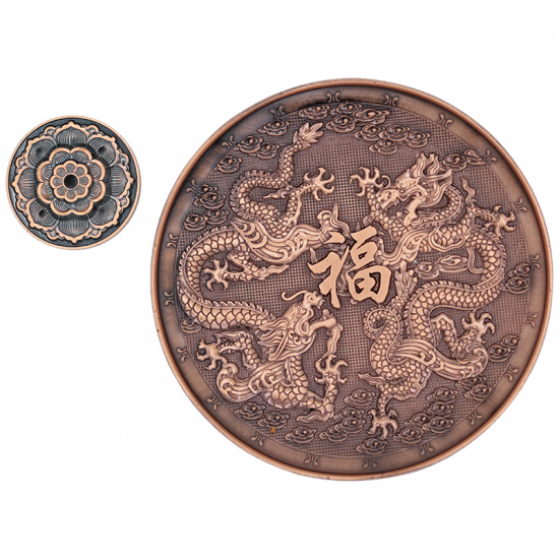 Stojan na tyčinky - kov tanierový medený s drakom