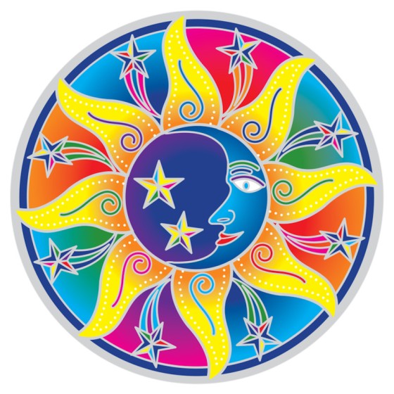 Mandala okenná nalepovacia - Slnko Mesiac Hviezda